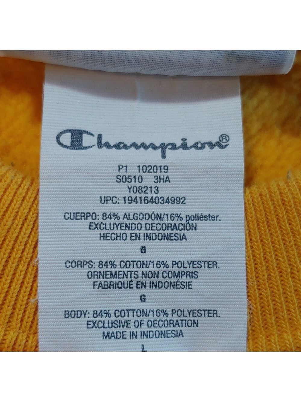Champion Men's Embroidered Reverse Weave Crewneck in Mustard Teal size Large - Picture 15 of 15